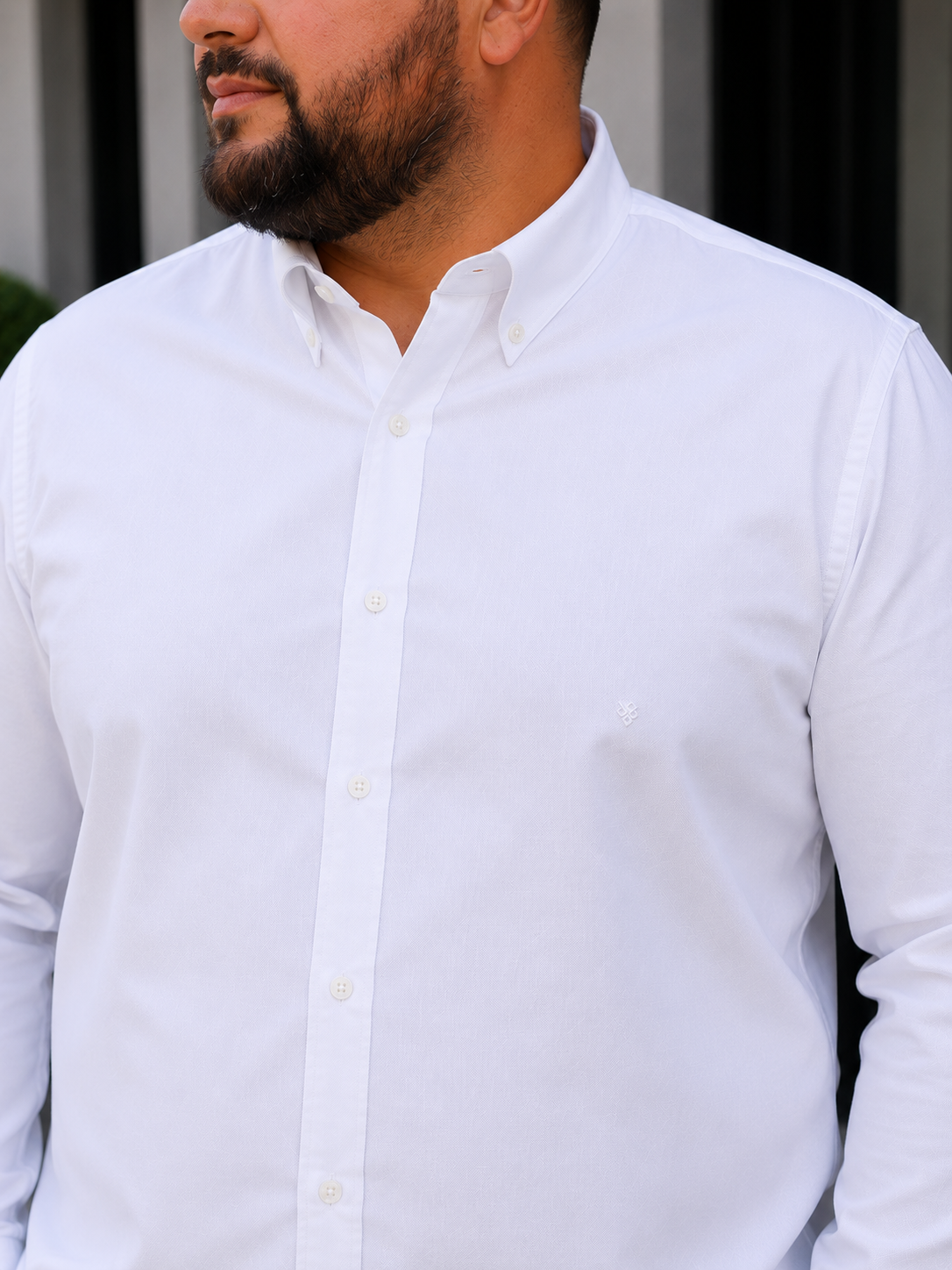 Ανδρικό λευκό κλασικό πουκάμισο Oxford Plus Size CA2524W φωτογραφία